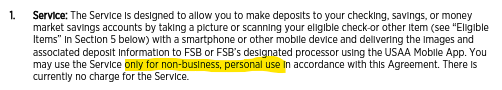 usaa personal use only remote deposit agreement